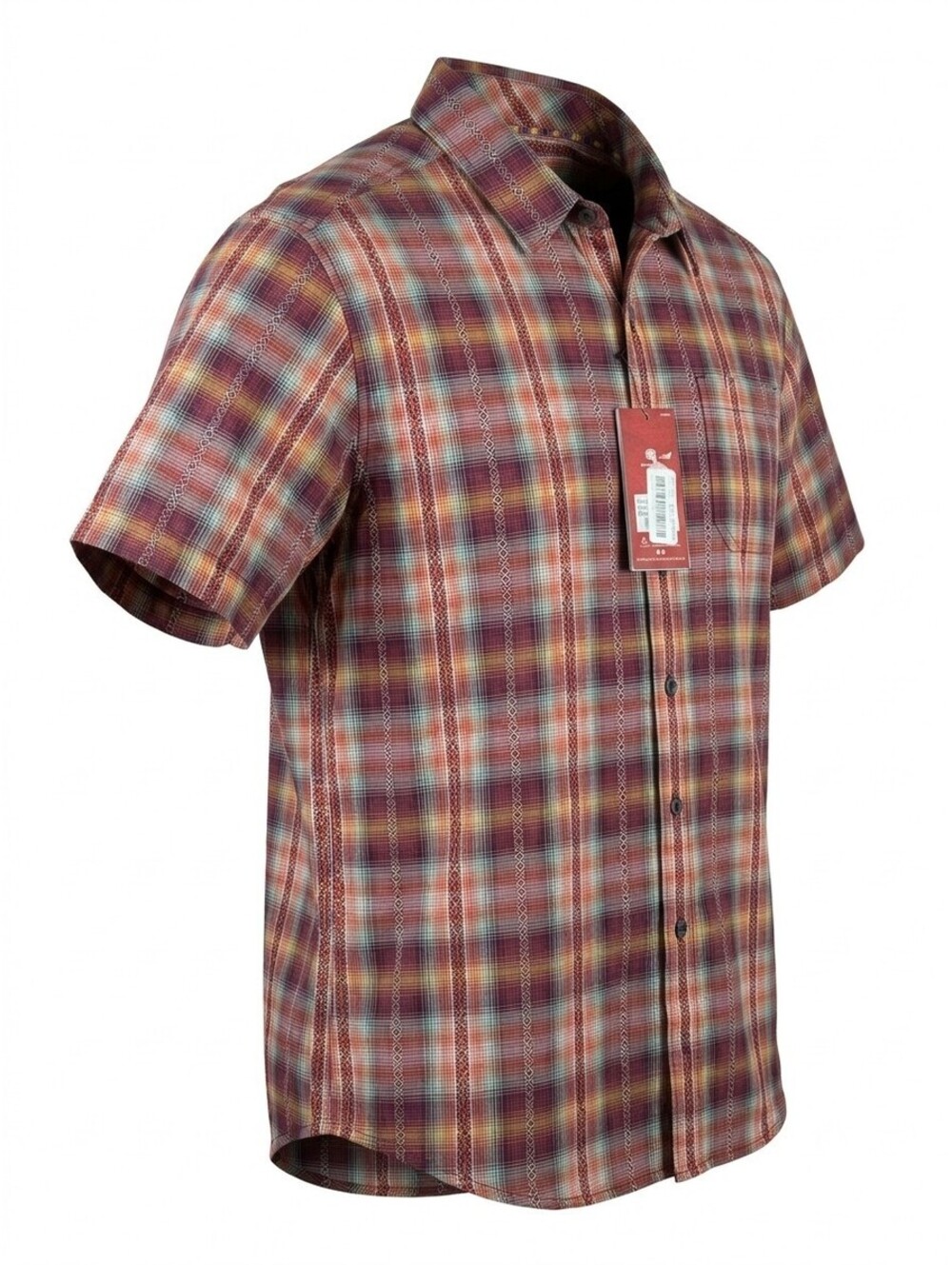 Sherpa Adventure Gear Jhapa Short Sleeve Button Down Shirt Large Anaar Plaid EUC